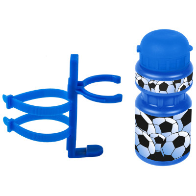 Фляга 5-340213 детская пластик. 0,3л синяя "футбол"+держ. пластик с универс. крепл. VENTURA KIDS