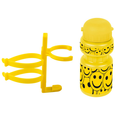 Фляга 5-340214 детская пластик. 0,3л желтая "смайл"+держ. пластик с универс. крепл. VENTURA KIDS