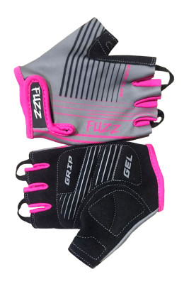Перчатки 08-202007 детские лайкра RACE LINE серо-неоновый розовый, р-р 4/S (для 2-4 лет), GRIP GEL, с петельками, на липучке FUZZ