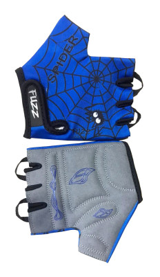 Перчатки 08-202027 детские лайкра SPIDER сине-черные, р-р 4/S (для 2-4 лет), GRIP GEL, с петельками, на липучке FUZZ