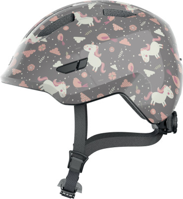 Шлем 05-0067253 Smiley 3.0 детский M(50-55) с регулир., 240гр, 8отв, сетка от насекомых, серый с лошадками ABUS
